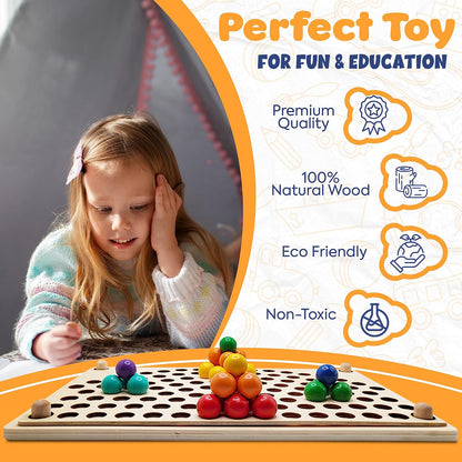 Wooden Pegboard Beads Game, Rainbow Color Board Games, Puzzle Board, Montessori Toys, Preschool Learning Activities, Boys and Girls Gift for 3 and up!