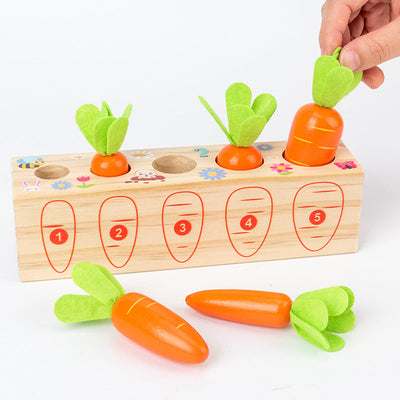 Fidtoy Digital Radish Puller – Montessori Wooden Carrot Harvest Toy for Kids
