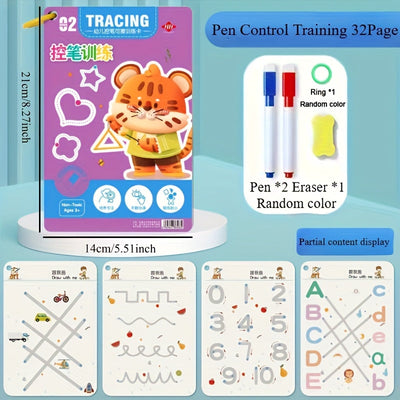 Fidtoy Reusable Magic Practice Notebook for Toddlers – Wipe Clean Writing & Drawing Learning Toy