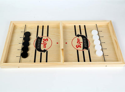 Fidtoy Fast Sling Puck Board Game – Wooden Family Tabletop Game