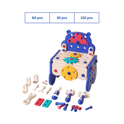 Caja de herramientas de taladro y destornillador eléctrico 3 en 1 para niños – Juego de construcción STEM, juguete educativo de ensamblaje DIY