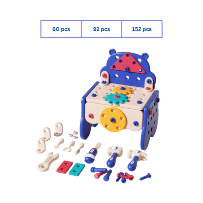 3‑in‑1 Kids Electric Drill & Screwdriver Toolbox – STEM Engineer Play Set, Educational DIY Assembly Toy