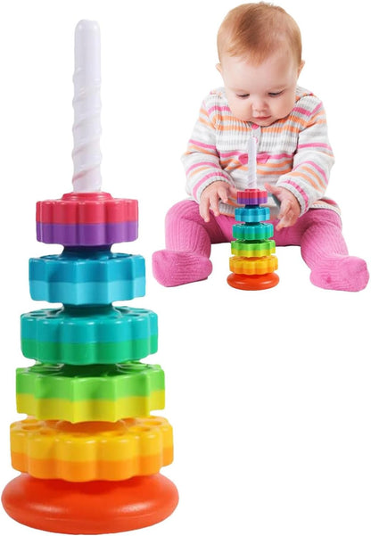 Sensory Spin Gears Stacking Five Rings Rainbow Tower - 403