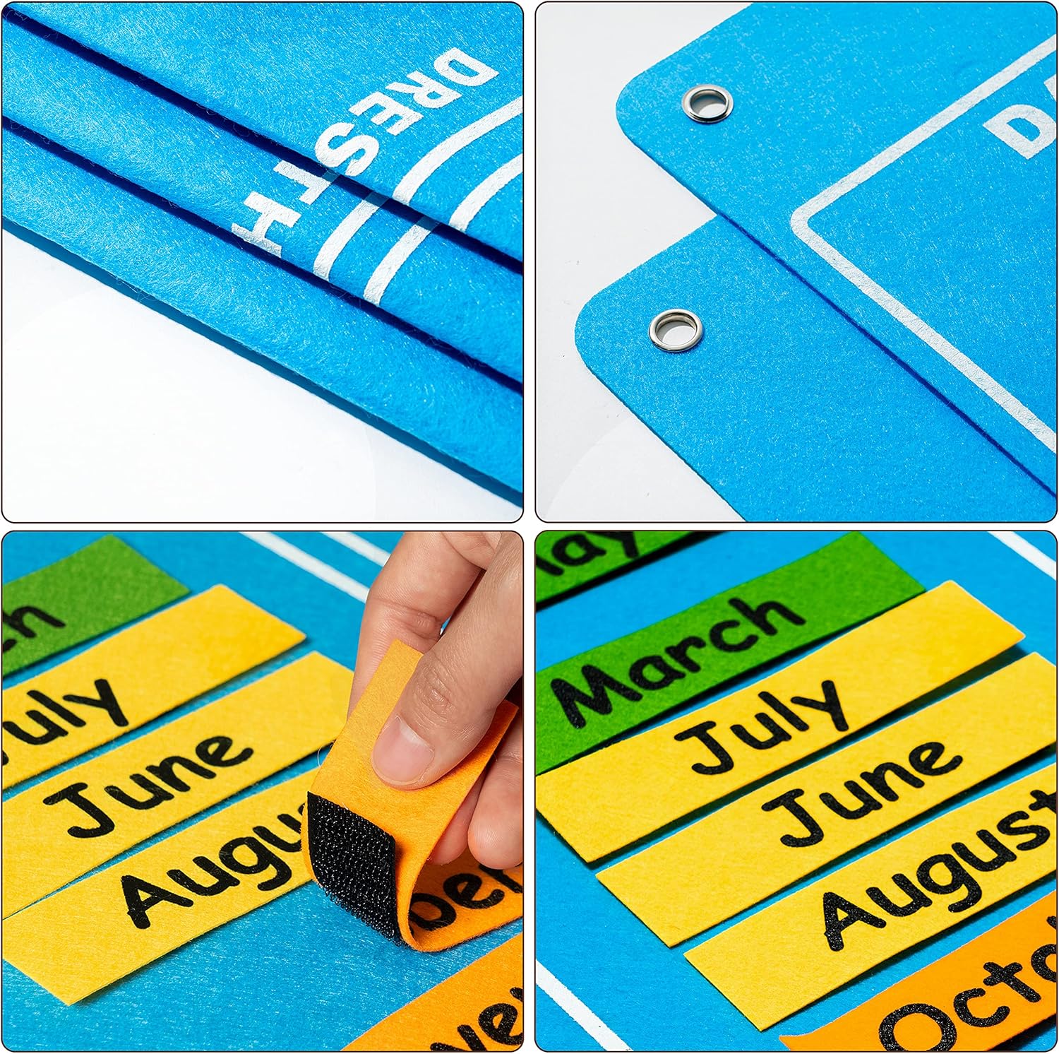 WATINC My First Daily Calendar Felt-Board for Kids 3.5Ft 70Pcs All About Today Funky Frog Weather Season Chart Days of The Week Circle Time Bulletin Board Preschool Early Learning Play Kit for Wall