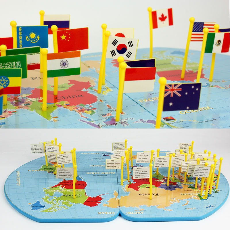 Map of the World National Flag - The best Montessori toys