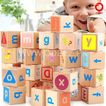 ABC Solid Wooden Building Blocks With Multiple Activities