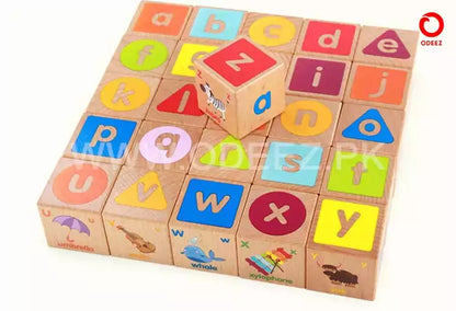 ABC Solid Wooden Building Blocks With Multiple Activities