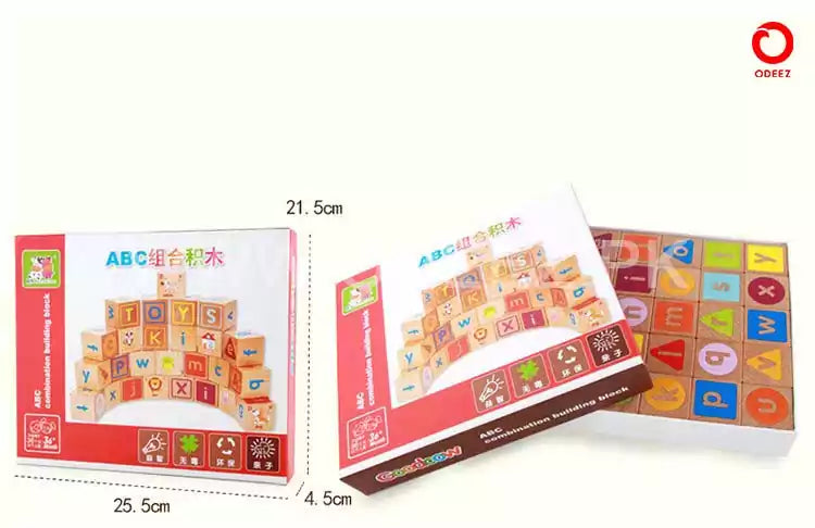 ABC Solid Wooden Building Blocks With Multiple Activities