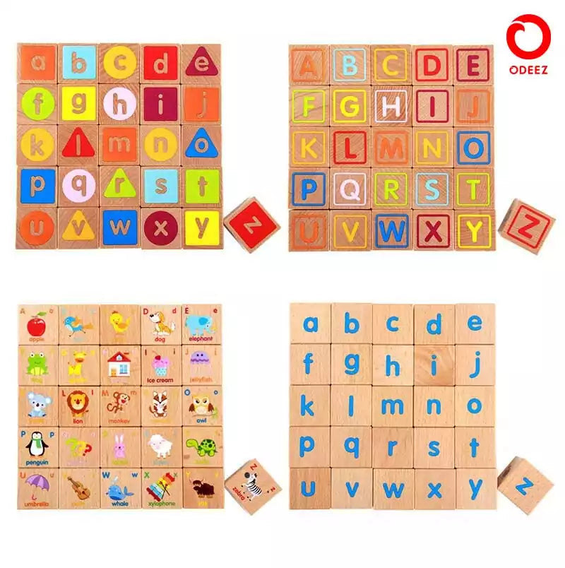 ABC Solid Wooden Building Blocks With Multiple Activities