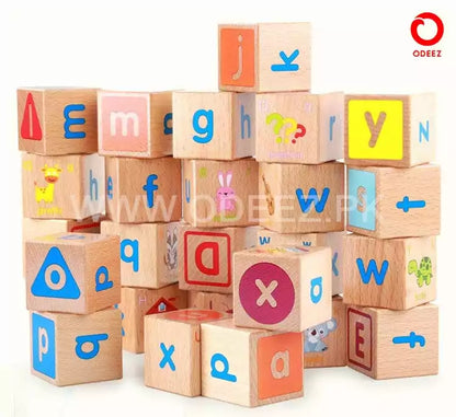 ABC Solid Wooden Building Blocks With Multiple Activities