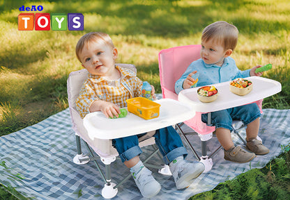 Travel-Friendly Baby Booster Seat -Portable Folding Chair with High Stability and Non-Slip Pads, ideal for Beach Outings, Outdoor Adventures, and Mealtime. Lightweight and Compact Design for Infants and Toddlers