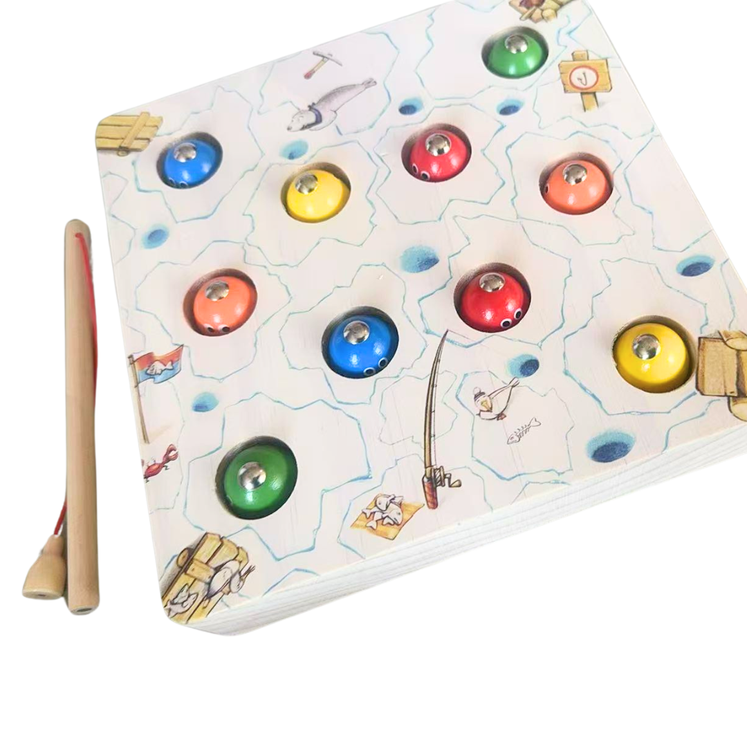 Large Kids Wooden Magnetic Square Fishing Game