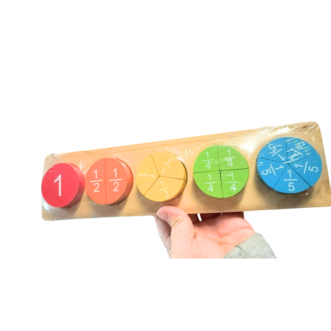 Wooden Fractions Shape Board Math Learning Puzzle