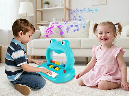 Blowing Ball Frog Piano Toy for Toddlers, Educational Musical Keyboard with Lights & Sounds, Early Learning Development Toy with Color Balls and Piano Keys for Boys & Girls Ages 18+ Months