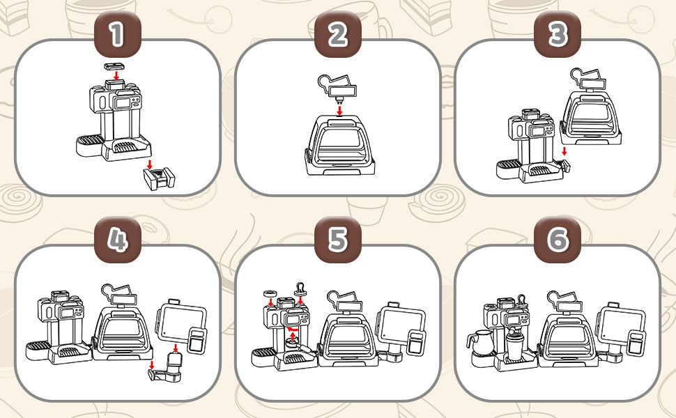 Pretend Kitchen Play Store Coffee Playset Toddlers Coffee Maker Play Set Dessert Shopping with Coffee Machine Cash Registers Toy Kids Age 3+