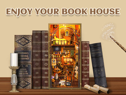 Wooden 3D DIY Book Nook Kit Micro Scene Magic Bookstore Book Stand with LED