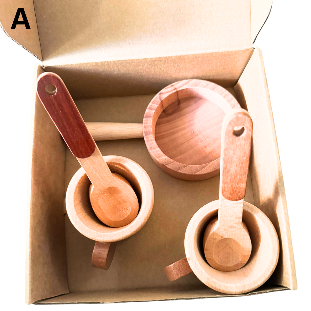 Wooden Kitchen Utensil  & Cookware Roleplay Toy Play set