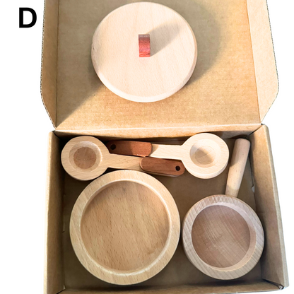 Wooden Kitchen Utensil  & Cookware Roleplay Toy Play set