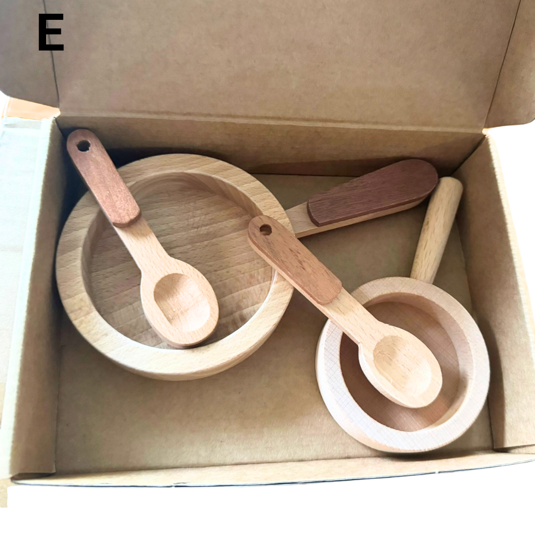 Wooden Kitchen Utensil  & Cookware Roleplay Toy Play set
