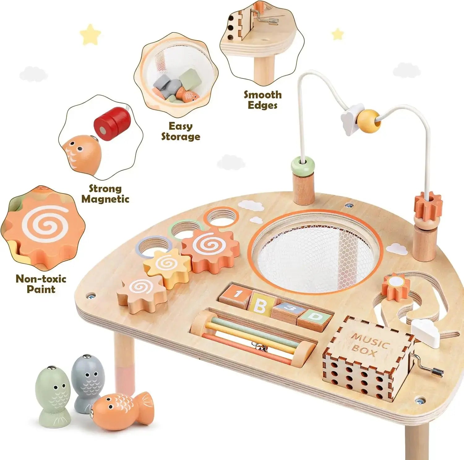 Table d'activités en bois Fidtoy pour tout-petits 8-en-1, jouet d'apprentissage Montessori, table de jeu multi-activités
