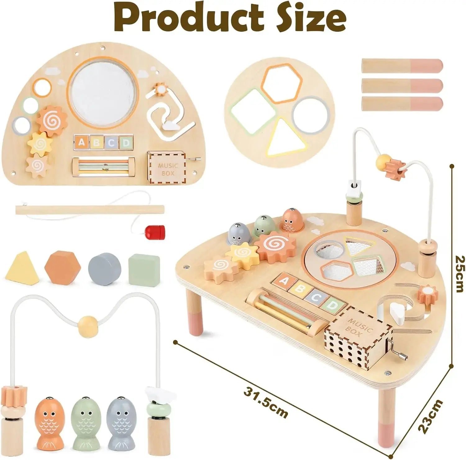 Table d'activités en bois Fidtoy pour tout-petits 8-en-1, jouet d'apprentissage Montessori, table de jeu multi-activités