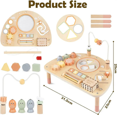 Table d'activités en bois Fidtoy pour tout-petits 8-en-1, jouet d'apprentissage Montessori, table de jeu multi-activités