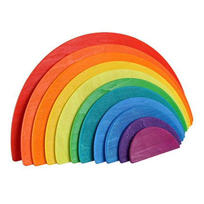 11 Piece Semicircle Rainbow Flat Blocks- Open ended wooden toys