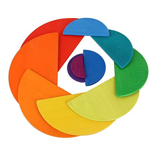 11 Piece Semicircle Rainbow Flat Blocks- Open ended wooden toys
