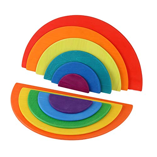 11 Piece Semicircle Rainbow Flat Blocks- Open ended wooden toys