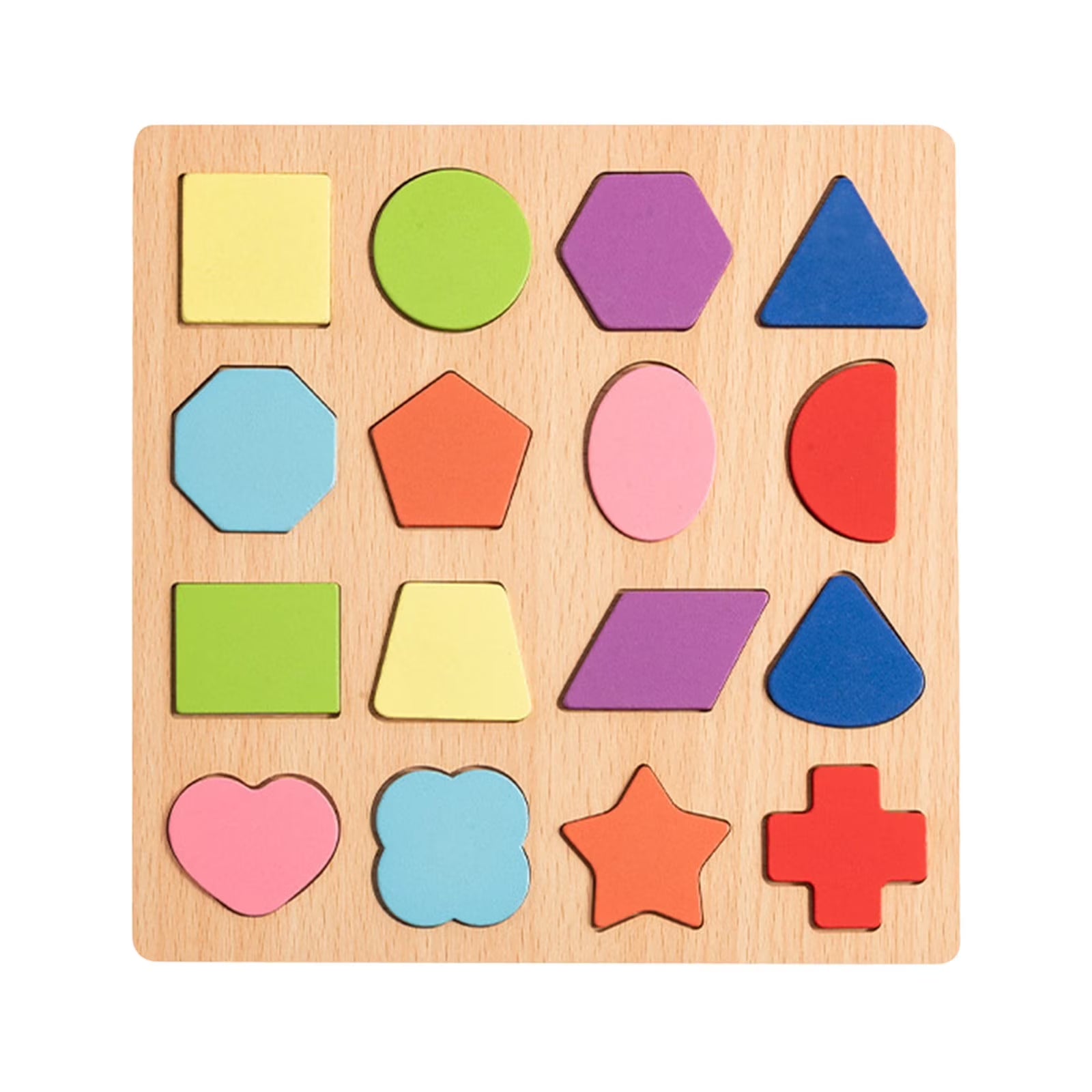 Fidtoy Wooden Geometric Shape Puzzle Board for Toddlers