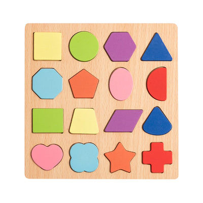Fidtoy Wooden Geometric Shape Puzzle Board for Toddlers