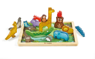 Fidtoy Wildlife Puzzle & Play - Jouet Éducatif en Bois pour Enfants