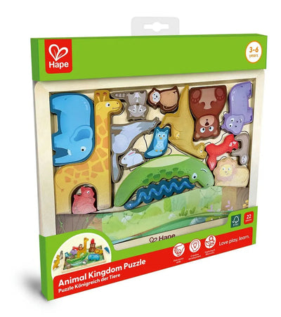 Fidtoy Wildlife Puzzle & Play - Jouet Éducatif en Bois pour Enfants