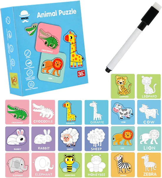 2in1 Jigsaw Puzzle Write and Wipe Cards - 569