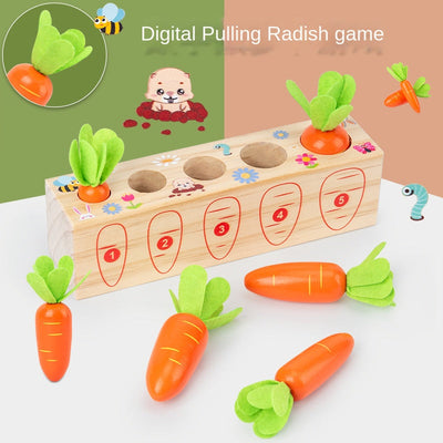 Fidtoy Digital Radish Puller – Montessori Wooden Carrot Harvest Toy for Kids