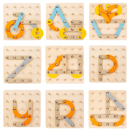 Montessori Wooden Nail Board Geoboard Pattern Shape Toy