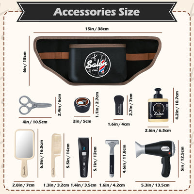 Hairdressing Stylist Playset Hair Salon Role Play Barber Toy Kit with Hair Dryer Fake Razor Barber Scissors for Kids 3+