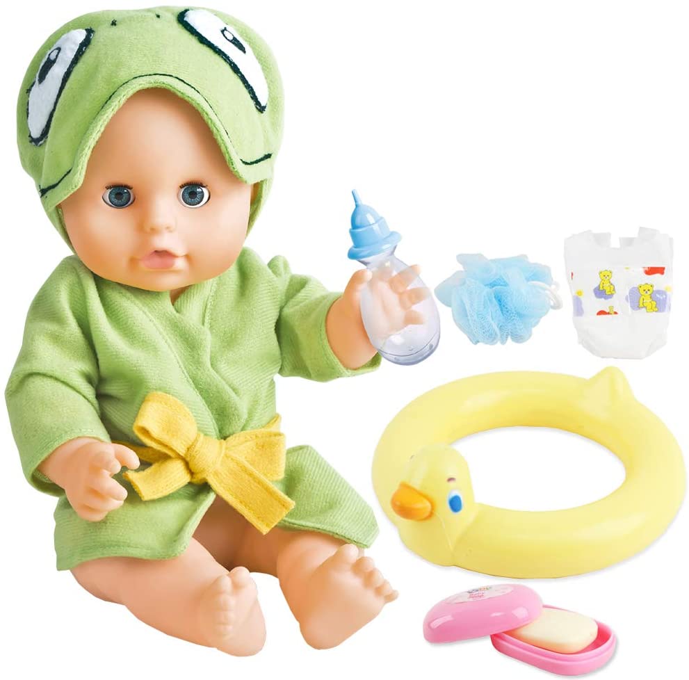 12” Interactive Swimming Baby Doll Bath Time Bathing and Swim Play Set with Toy Rubber Ring Soap Kids Toys Prefect Christmas Gift