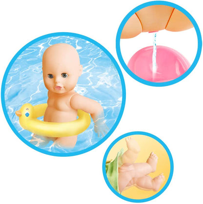 12” Interactive Swimming Baby Doll Bath Time Bathing and Swim Play Set with Toy Rubber Ring Soap Kids Toys Prefect Christmas Gift