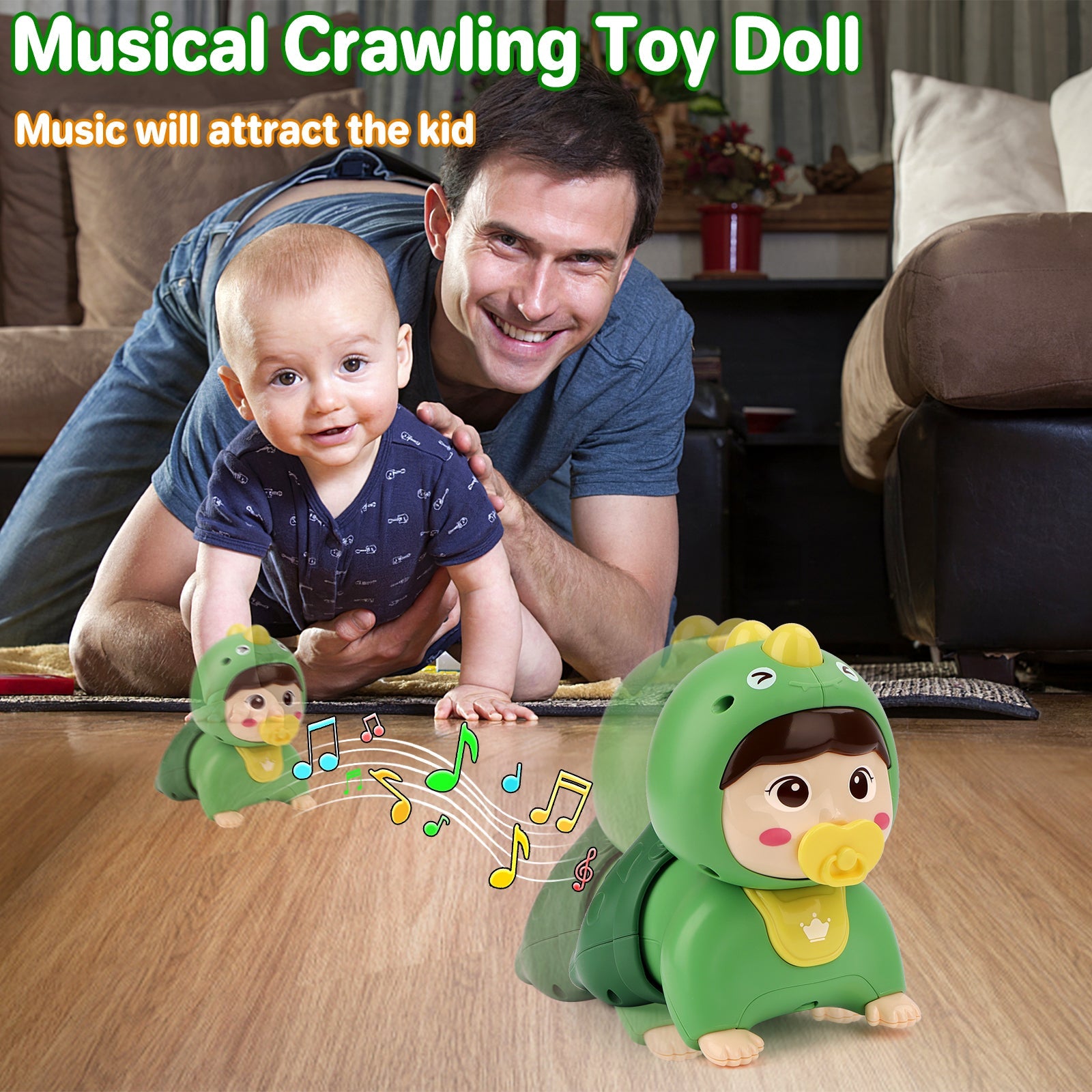 Crawling Baby Doll Toy with Music Light Interactive Educational Walking Dancing Sensory Toys Tummy Time Learning Toy For Toddlers