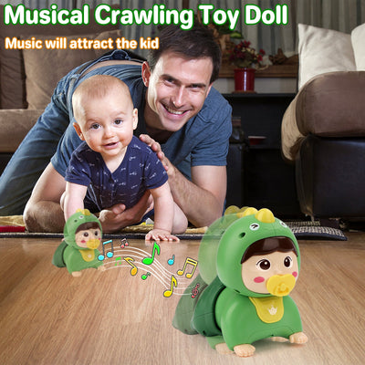 Jouet Bébé Poupée Rampante avec Musique Lumière Jouets Interactifs Éducatifs Marche Danse Jouets Sensoriels Jouet d'Éveil sur le Ventre Pour Tout-petits