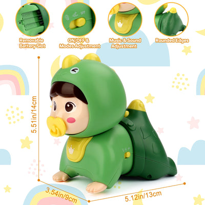 Jouet Bébé Poupée Rampante avec Musique Lumière Jouets Interactifs Éducatifs Marche Danse Jouets Sensoriels Jouet d'Éveil sur le Ventre Pour Tout-petits