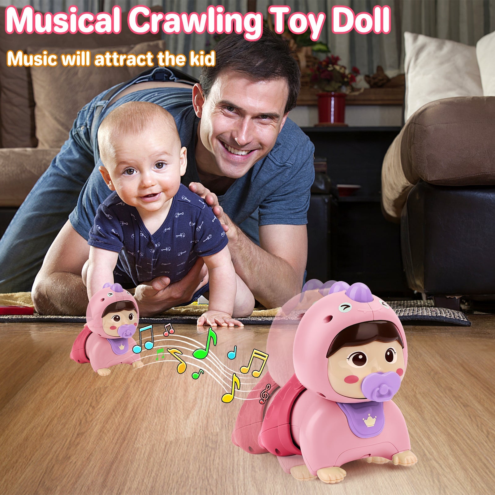 Crawling Baby Doll Toy with Music Light Interactive Educational Walking Dancing Sensory Toys Tummy Time Educational Toy For Toddlers