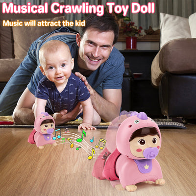 Bebé Gateando con Música y Luces, Juguete Interactivo Educativo para Caminar y Bailar, Juguetes Sensoriales, Juguete Educativo para el Tiempo Boca Abajo para Niños Pequeños