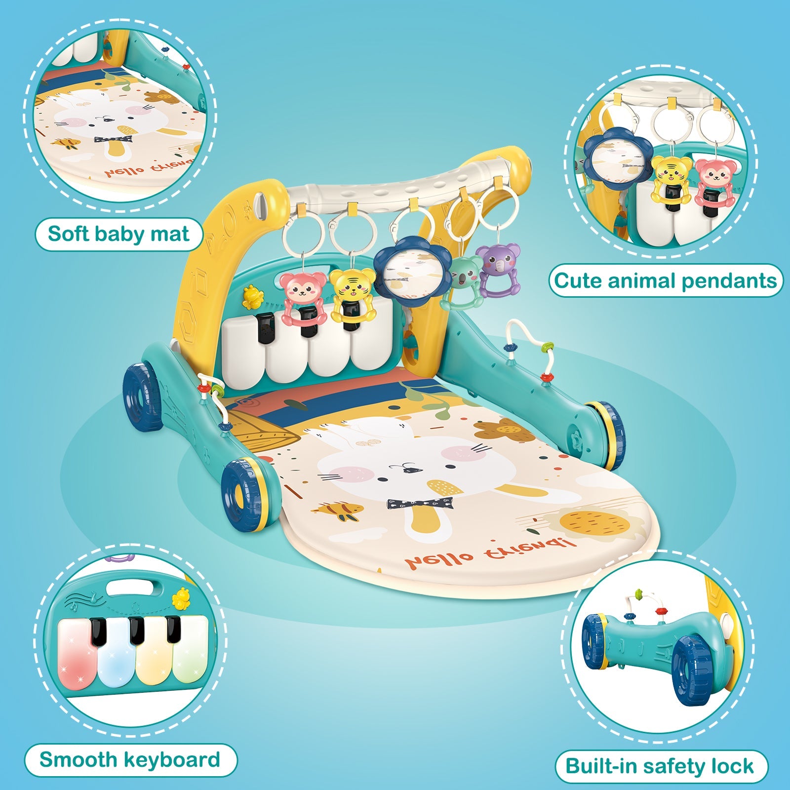 2-in-1 Baby Play Mat & Activity Gym- Plush Zoo Animal Ball Pit with Engaging Toys for Babies Aged 0-12 Months, ldeal for Early Development, Holiday Gifts, and Stimulating Playtime