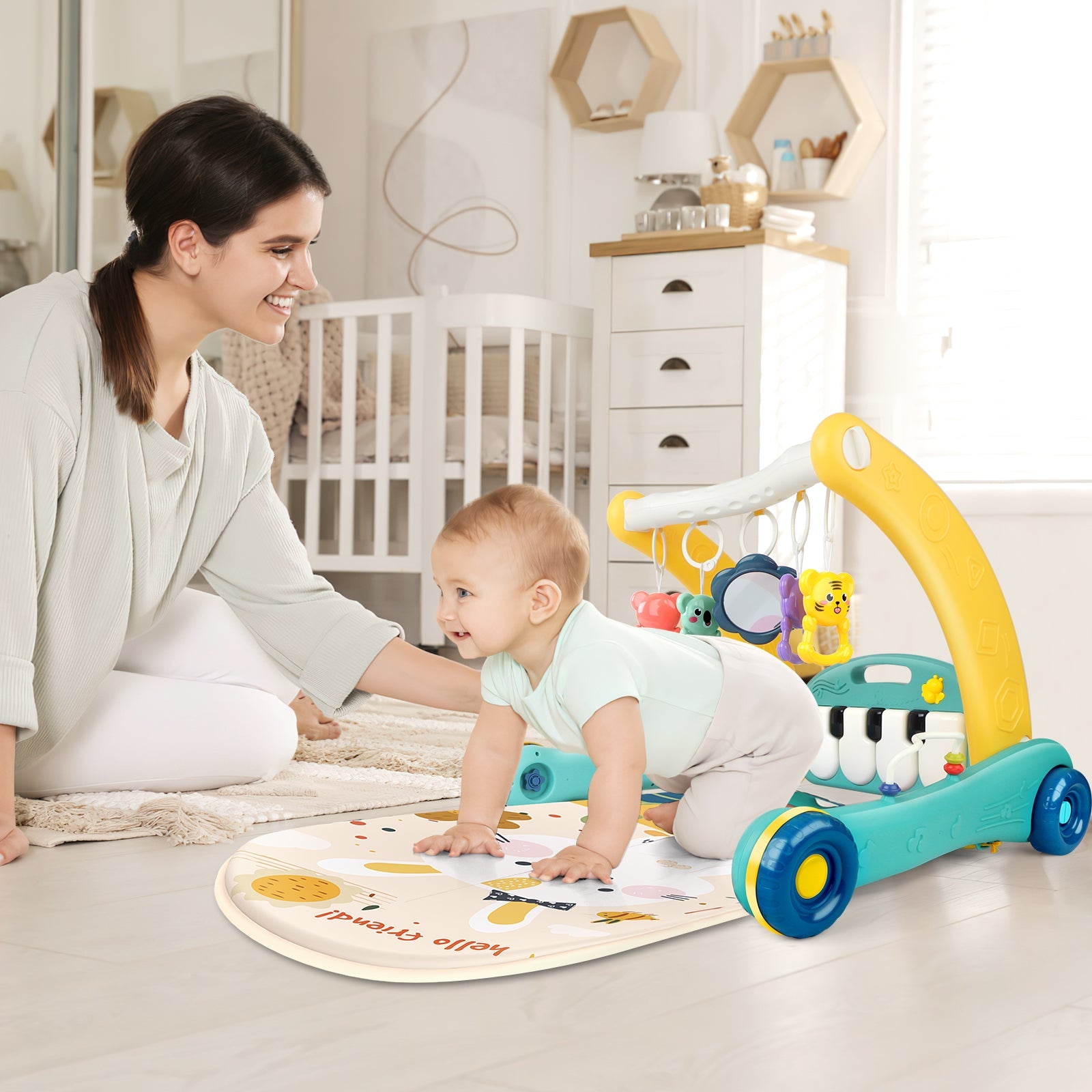 2-in-1 Baby Play Mat & Activity Gym- Plush Zoo Animal Ball Pit with Engaging Toys for Babies Aged 0-12 Months, ldeal for Early Development, Holiday Gifts, and Stimulating Playtime