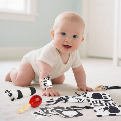 Juguetes sensoriales en blanco y negro para recién nacidos de 0 a 6 meses - Set de desarrollo temprano