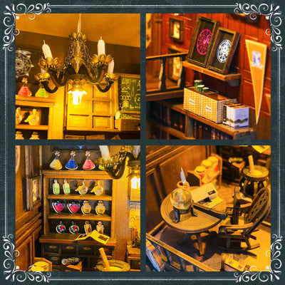 Wooden 3D DIY Book Nook Kit Micro Scene Magic Bookstore Book Stand with LED