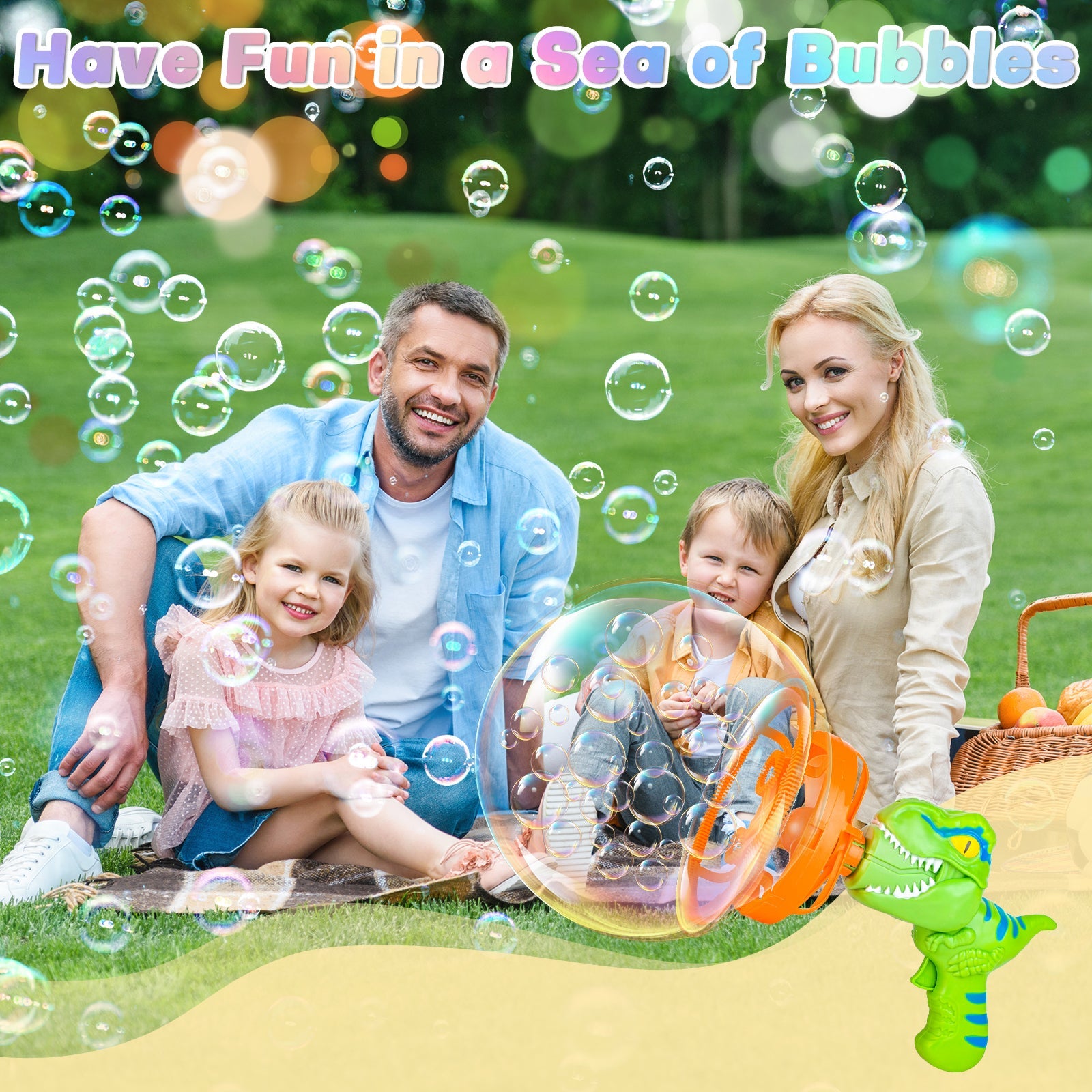 Dinosaur Portable Automatic Bubble Maker Colourful Big Bubble Summer Indoor Outdoor Toys for Kids