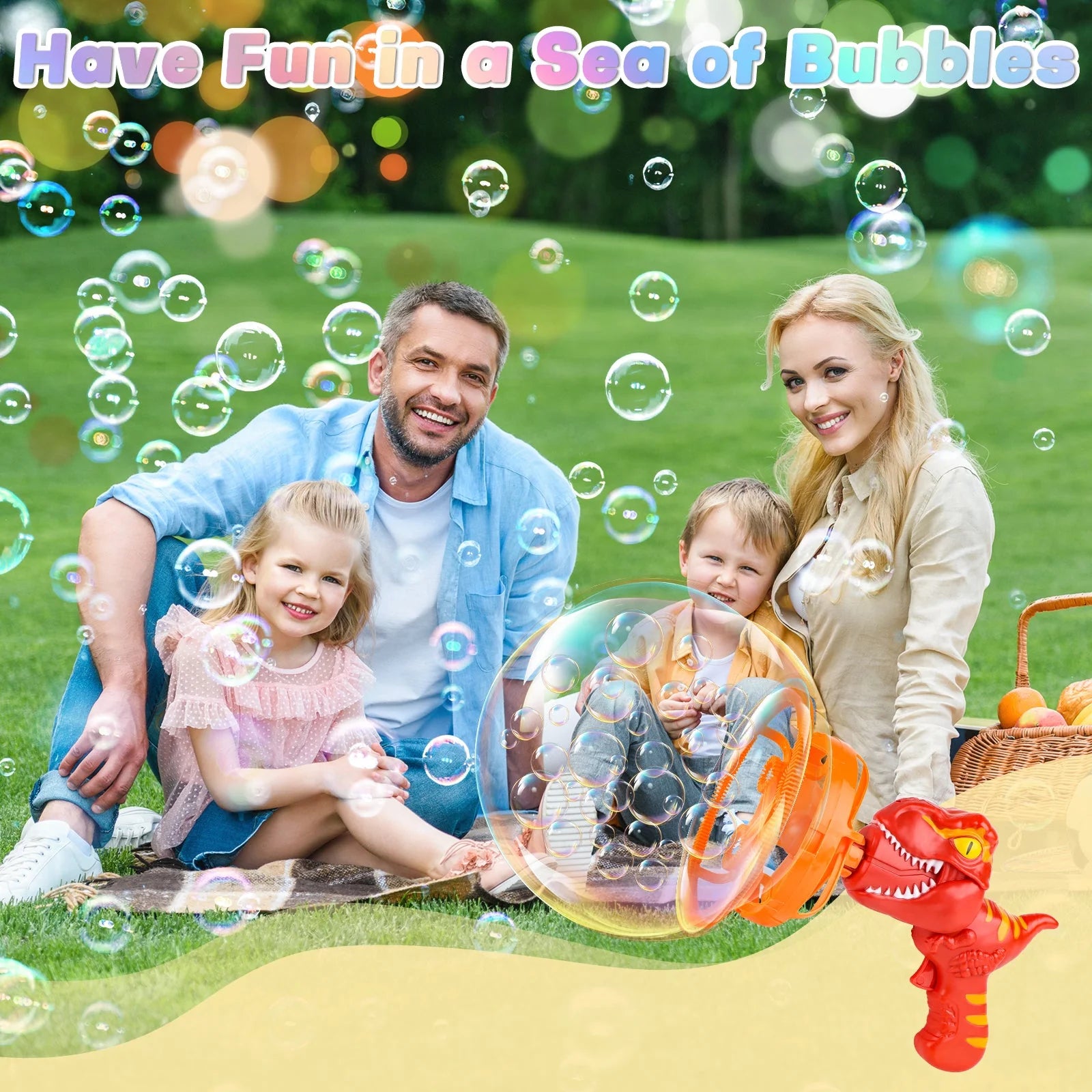 Dinosaur Portable Automatic Bubble Maker Colourful Big Bubble Summer Indoor Outdoor Toys for Kids